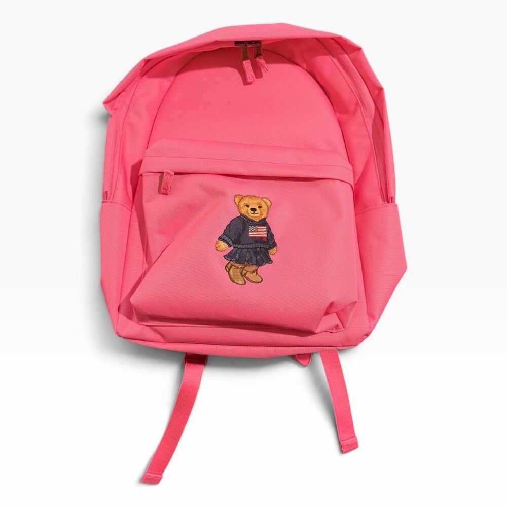 Polo Ralph Lauren Pink Polo Bear Unisex Backpack Laptop School Bag New with Tags